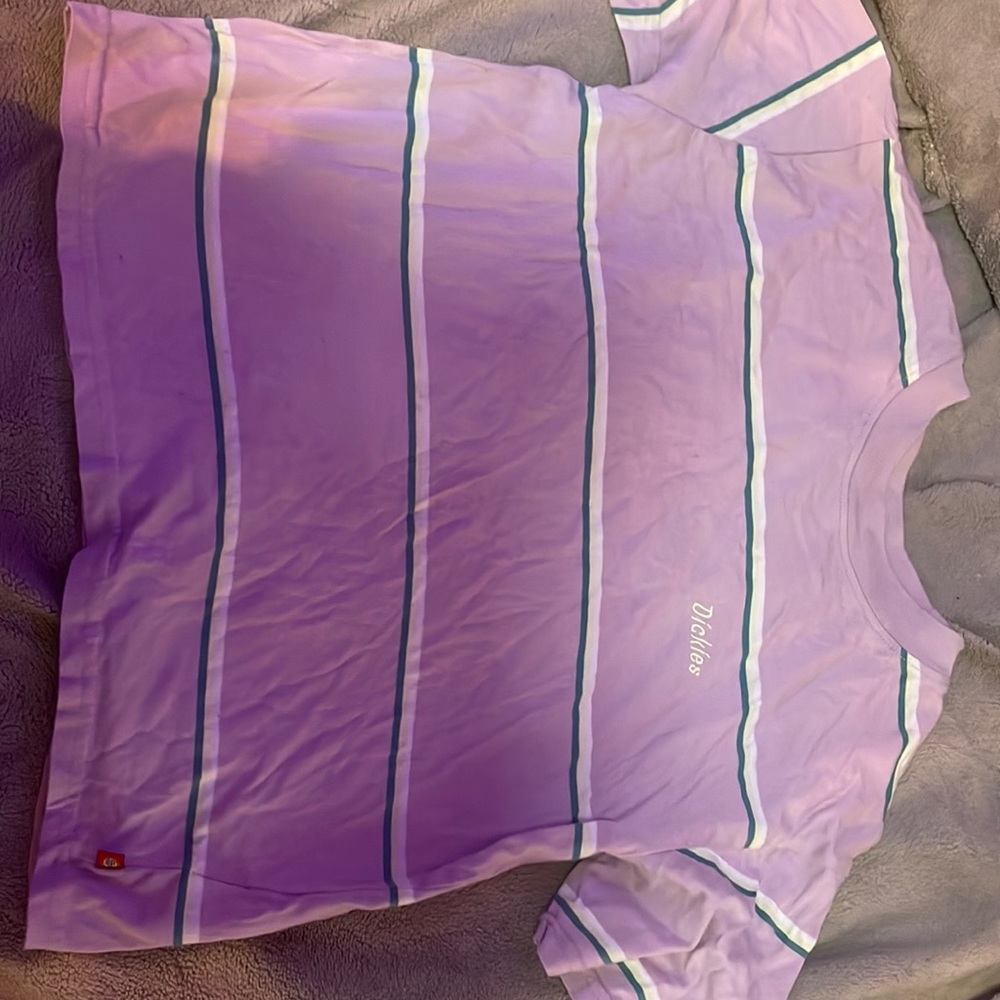 green white and purple dickies cropped t shirt